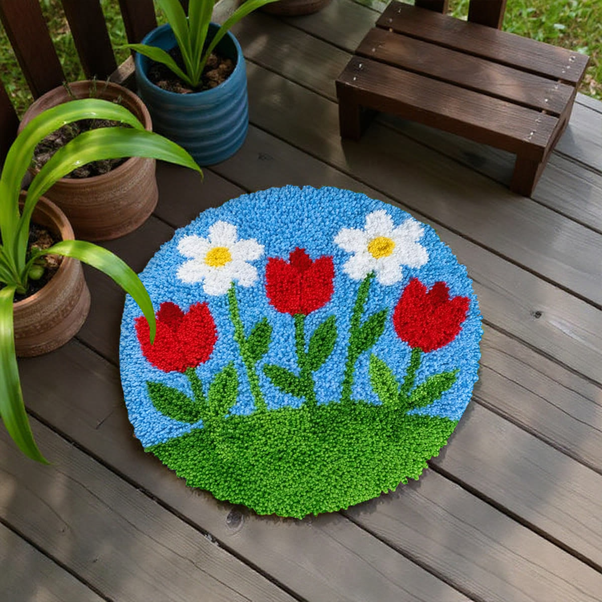 Rubbyoo Latch Hook Rug Kit - Little Flower | Spring Home Decoration | Easy Handmade Art - image 4
