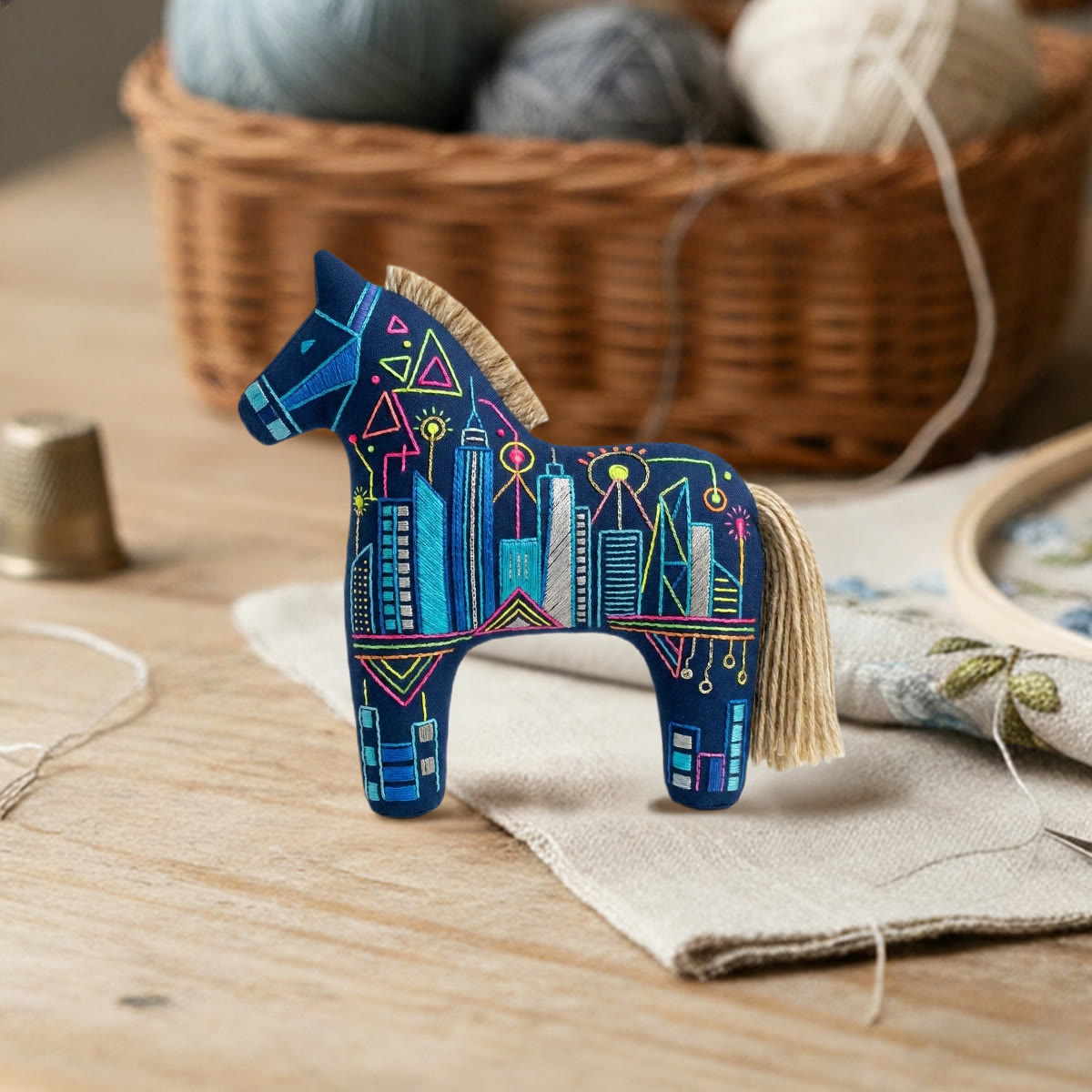 Rubbyoo Dala Horse Embroidery Kit - City Skyline | Meaningful Handmade Gift | Modern Urban Style Accessories - image 6