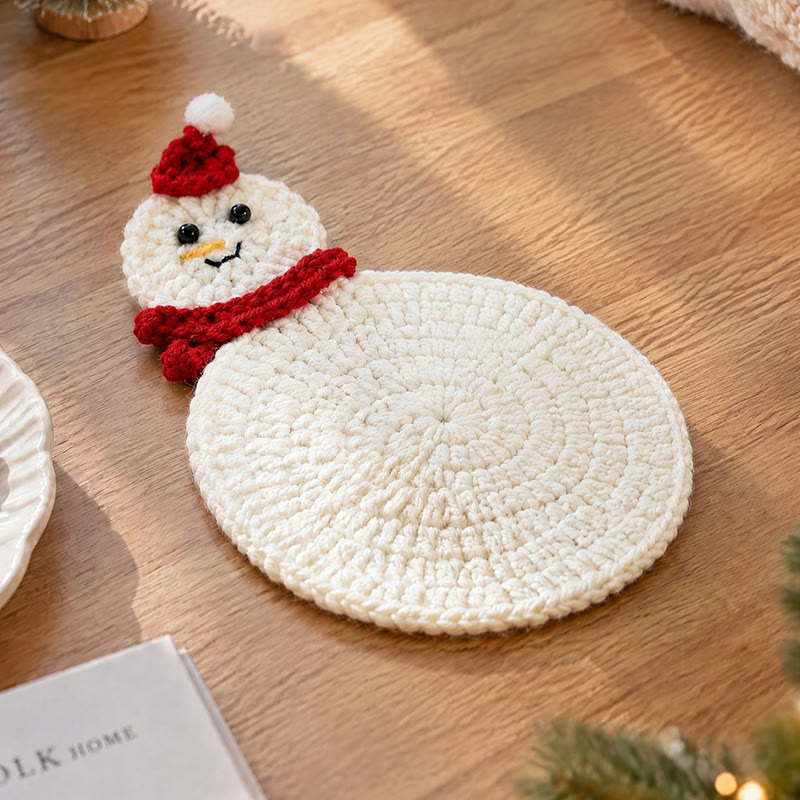 Rubbyoo Crochet Christmas Coasters – Handmade Seasonal Heat Insulation Pad | Cozy Festive Table Decor - Snowman - image 7
