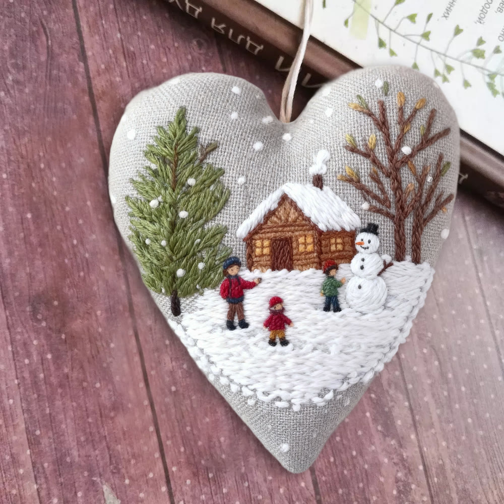 Rubbyoo Heart Embroidery Kit - Light Snow | Winter Handmade Art | Christmas Wall Hanging  - image 8