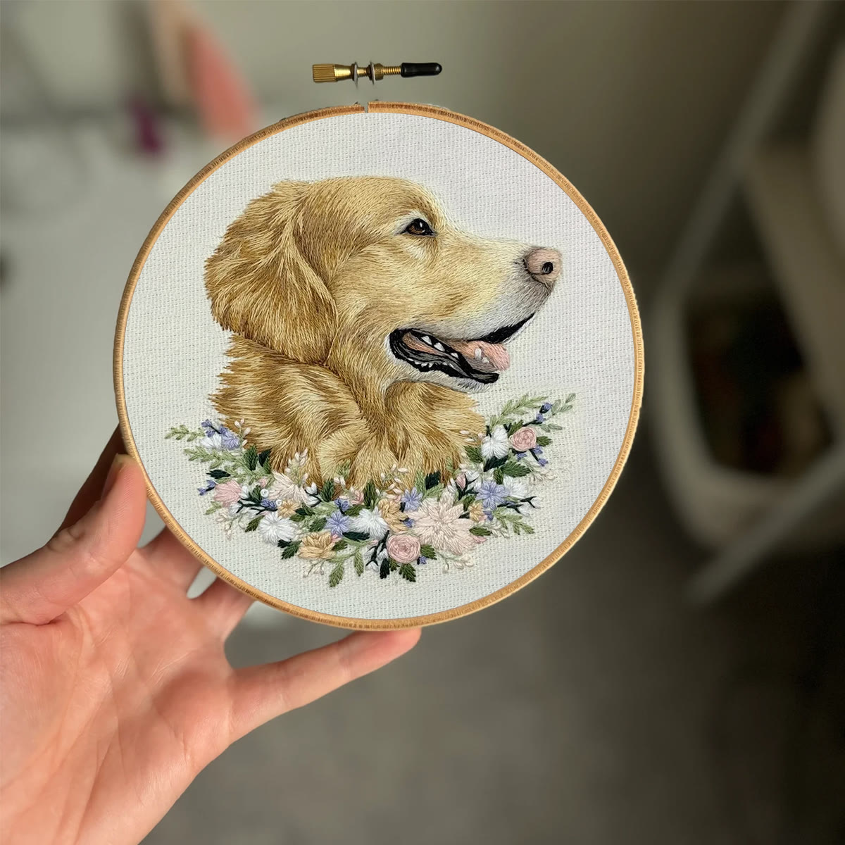 Rubbyoo Embroidery Kit - Floral Golden Retriever | Personalized Animal Craft  | Unique Gift For Dog Lovers - image 7
