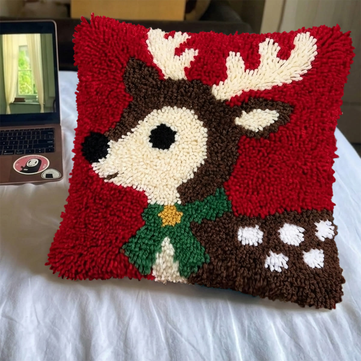 Rubbyoo Latch Hook Pillow Kit - Christmas Deer | Square Cushion Cover | Holiday Accent Gift  - image 7