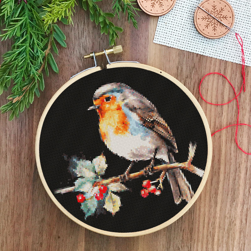  Cross Stitch Kit - Winter Robin Bird | Christmas Handmade Artwork | Christmas Needle Gifts - image 9