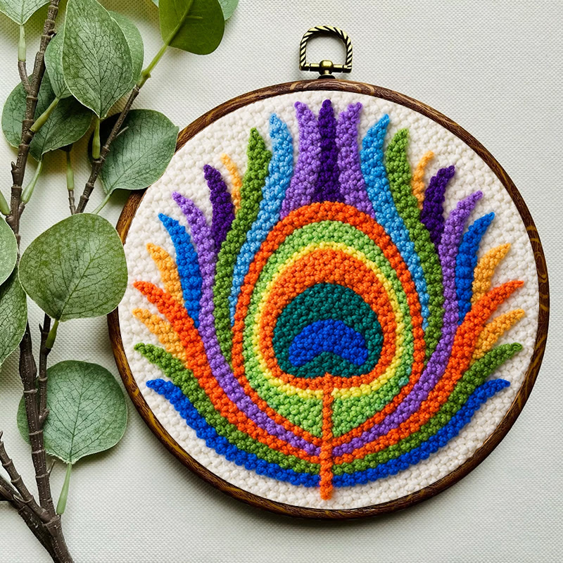 Peacock Feather Punch Needle Kit - Creative Yarn Art | Nice Hanging Ornament - image 9