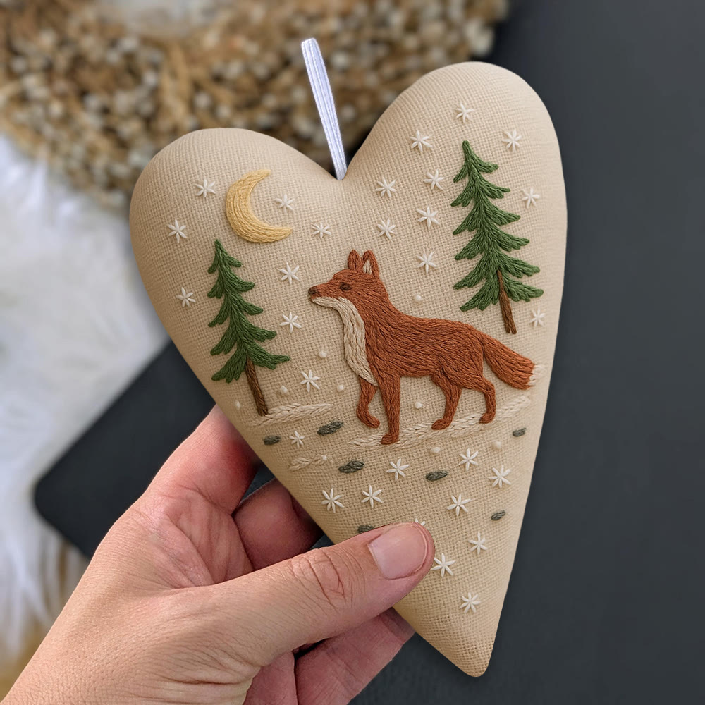 Rubbyoo Heart Embroidery Kit - Moonlit Fox | Winter Home Accent | Unique Gift Of Wildlife - image 8