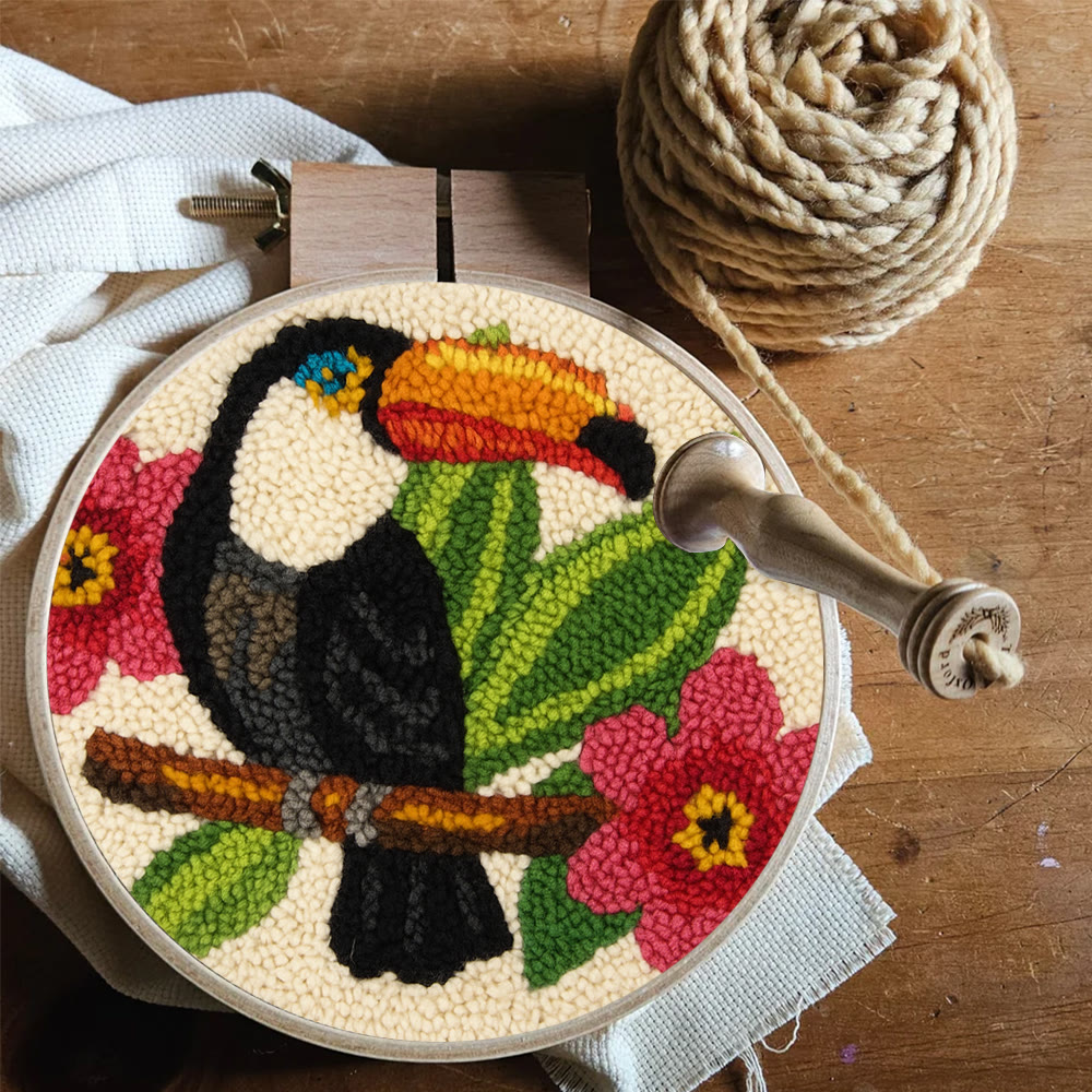 Toucan Bird Punch Needle Kit - Diy Animal Hoop Art | Nice Gifts For Bird Lovers  - image 5