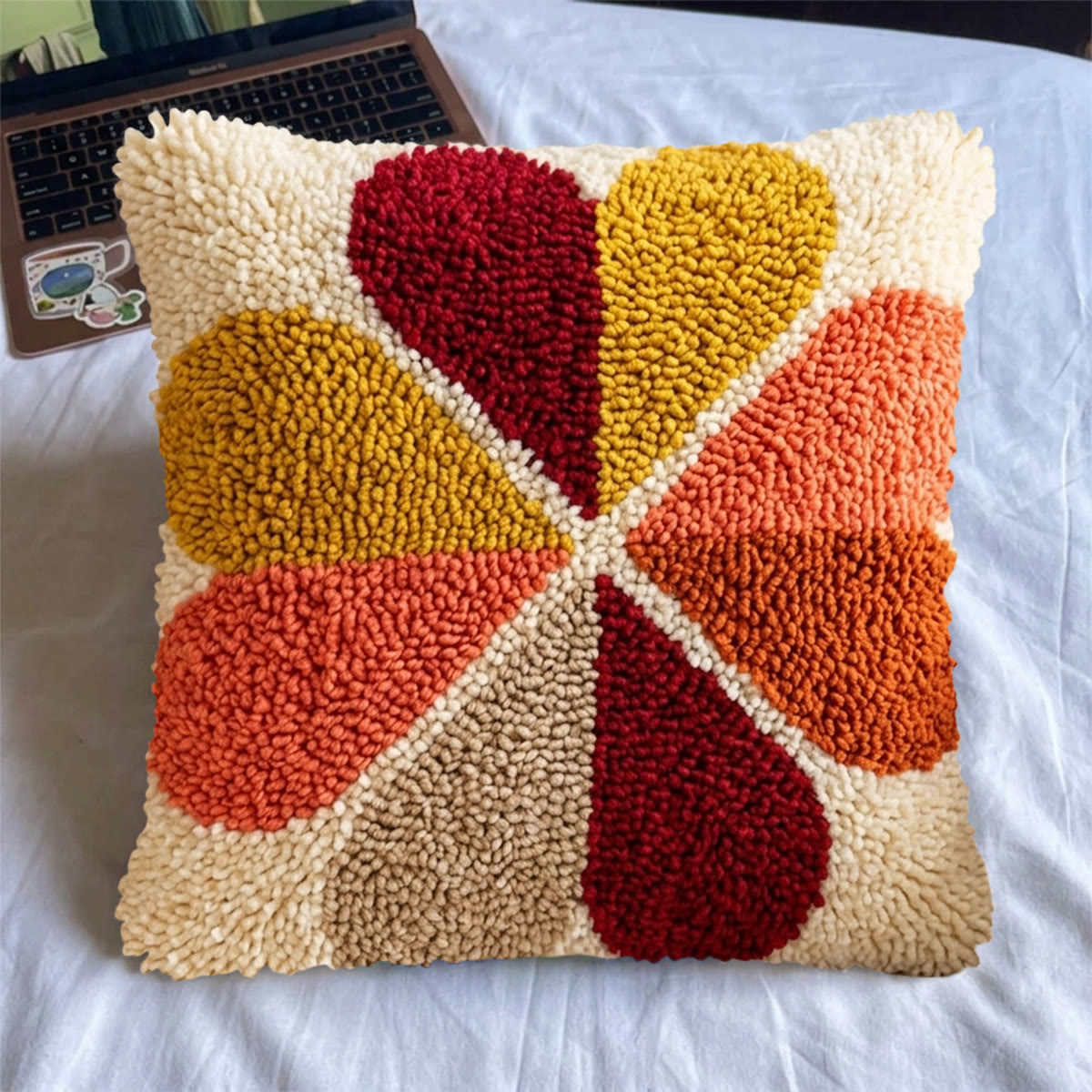 Rubbyoo Latch Hook Pillow Kit - Blooming Heart | Bed Decorative Pillow | Unique Housewarming Gift  - image 5