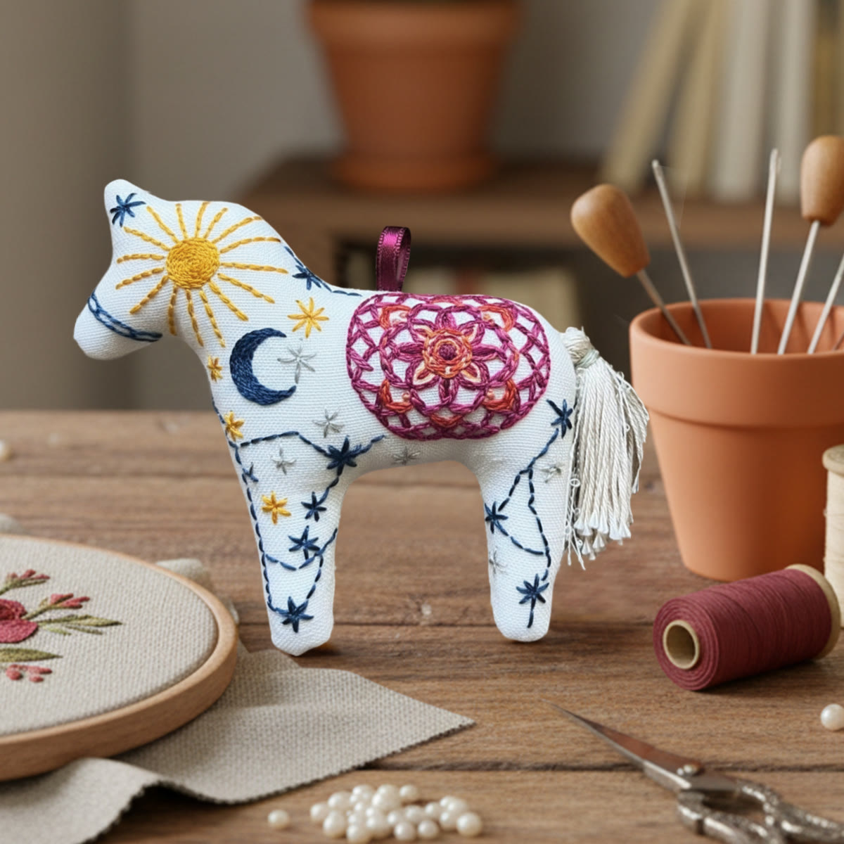 Rubbyoo Horse Embroidery Kit - Celestial Moon And Sun | Unique Hanging Decor | Nice Gift Idea - image 5