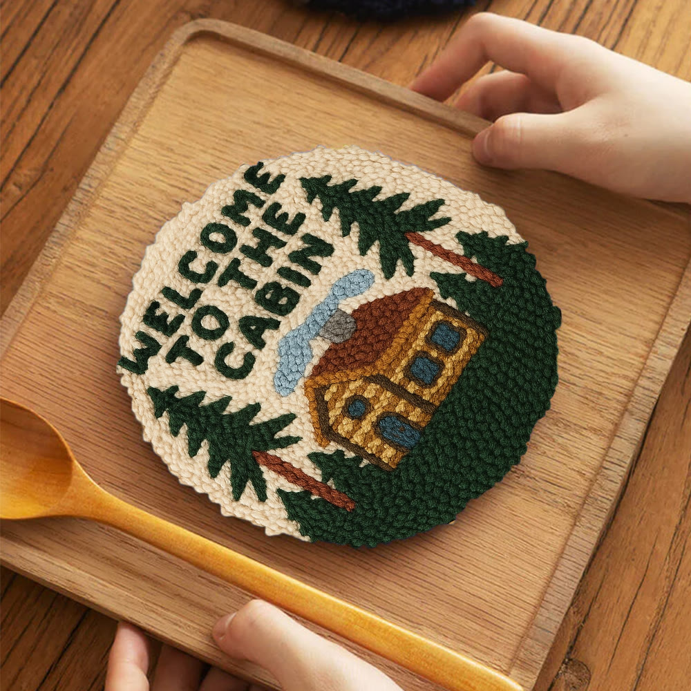 Cabin Welcome Punch Needle Kit - Handcrafted Art | Rustic-themed Home Accent - 5 inch Coaster Kit - image 6