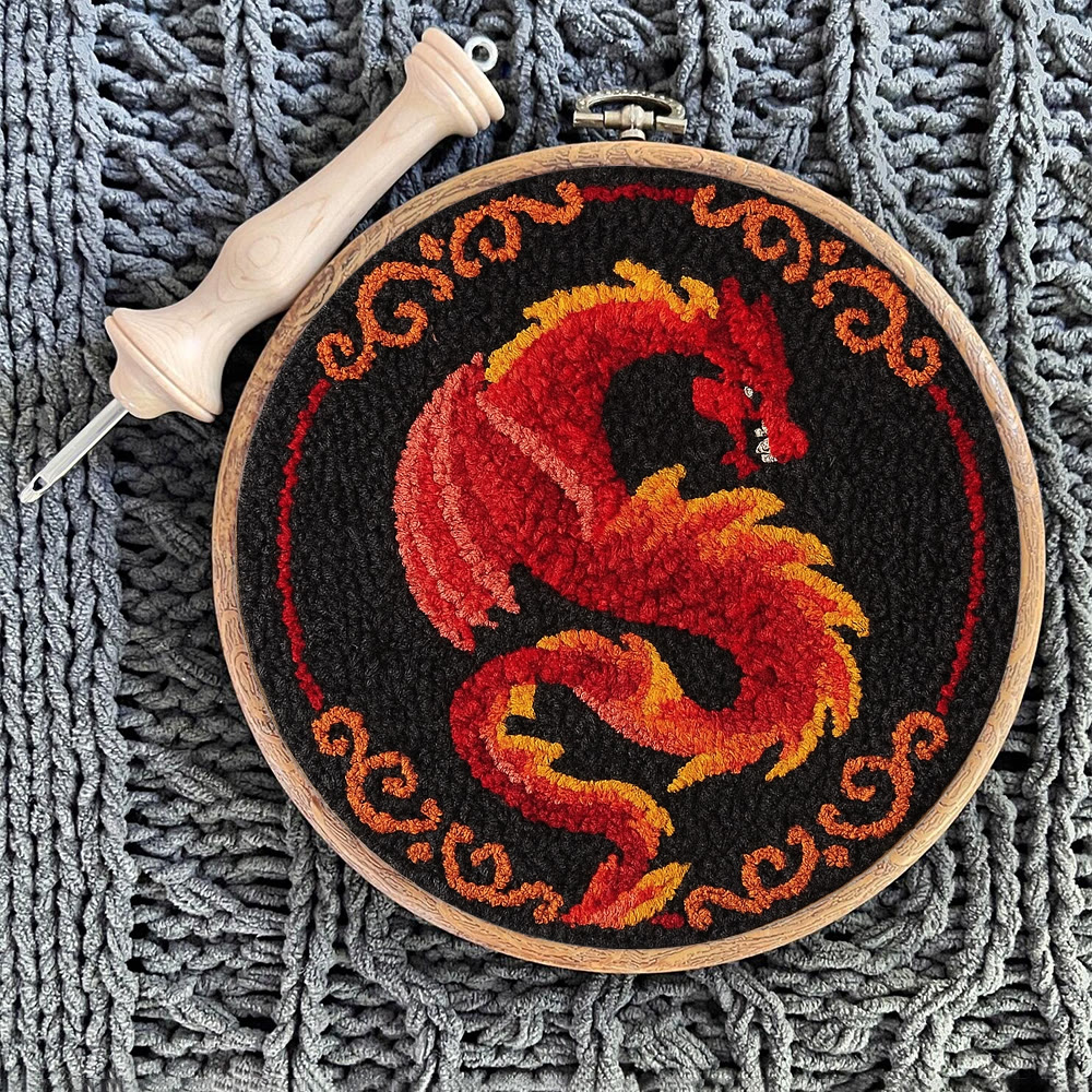 Fire Dragon Punch Needle Kit - Artisan-crafted Art | Fantasy Decor Accent - image 12