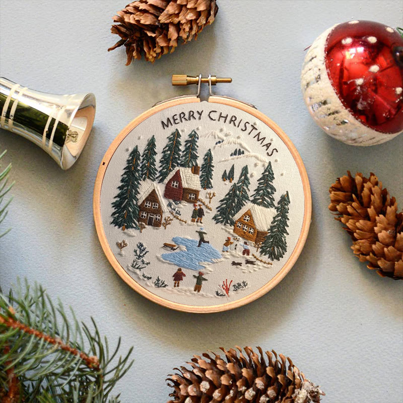Rubbyoo Embroidery Kit - Snowy Village Scene | Handmade Crafts For Friends | Diy Christmas Needlepoint - image 3