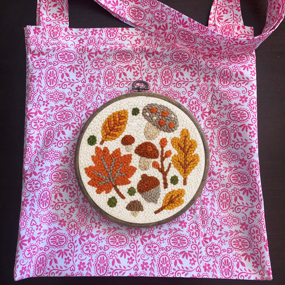 Autumn Leaves Punch Needle Kit - Diy Wall Hanging | Seasonal Needle Artwork - image 11