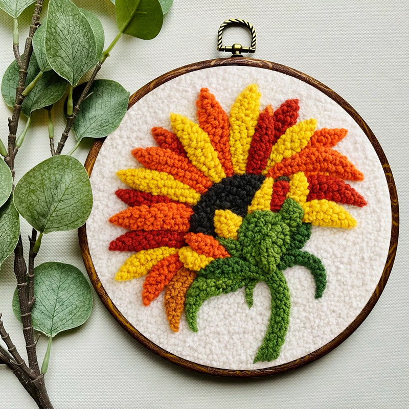 Abstract Sunflower Punch Needle Kit - Stunning Yarn Craft | Perfect Wall Decor - image 6