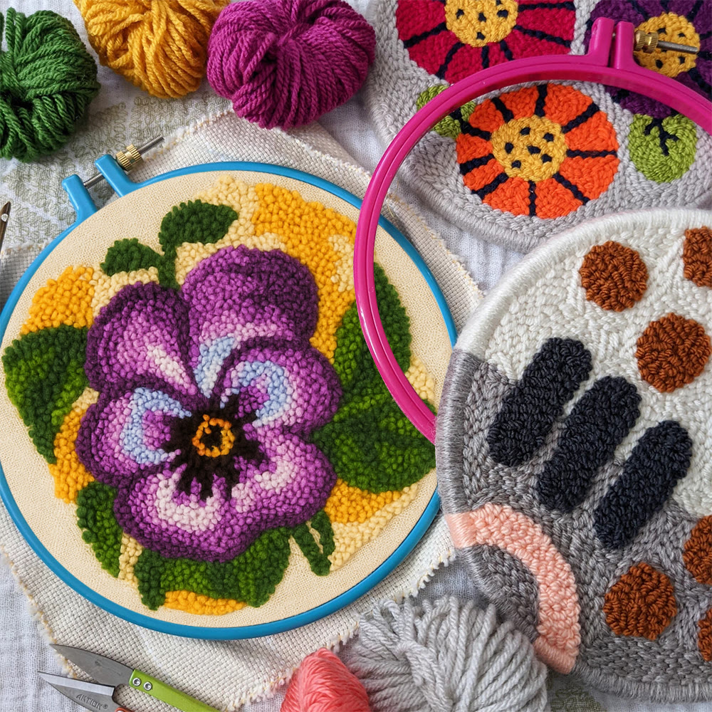 Purple Flower Punch Needle Kit - Stunning Flower Craft | Diy Handmade Craft For Mom - image 4