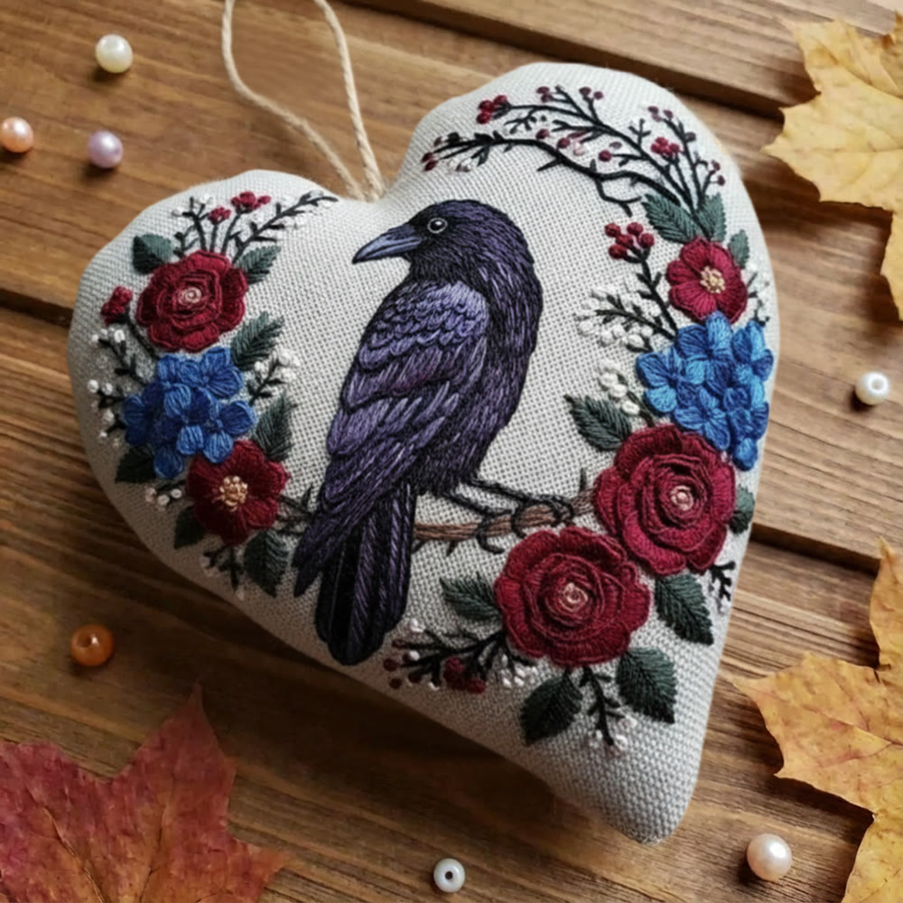 Rubbyoo Heart Embroidery Kit - Raven And Rose Wreath | Mysterious Craft | Elegant Home Accent - image 10