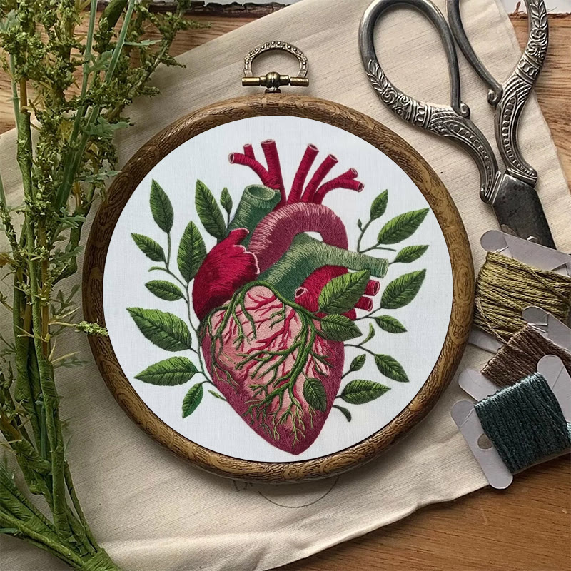Rubbyoo Embroidery Kit - Botanical Heart | Fantastic Handmade Artwork | Diy Decorative Craft - image 4