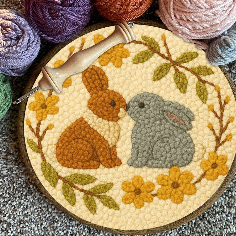  Loving Rabbits Punch Needle Kit - Handmade Gift For Lovers | Unique Valentine Gifts - image 4