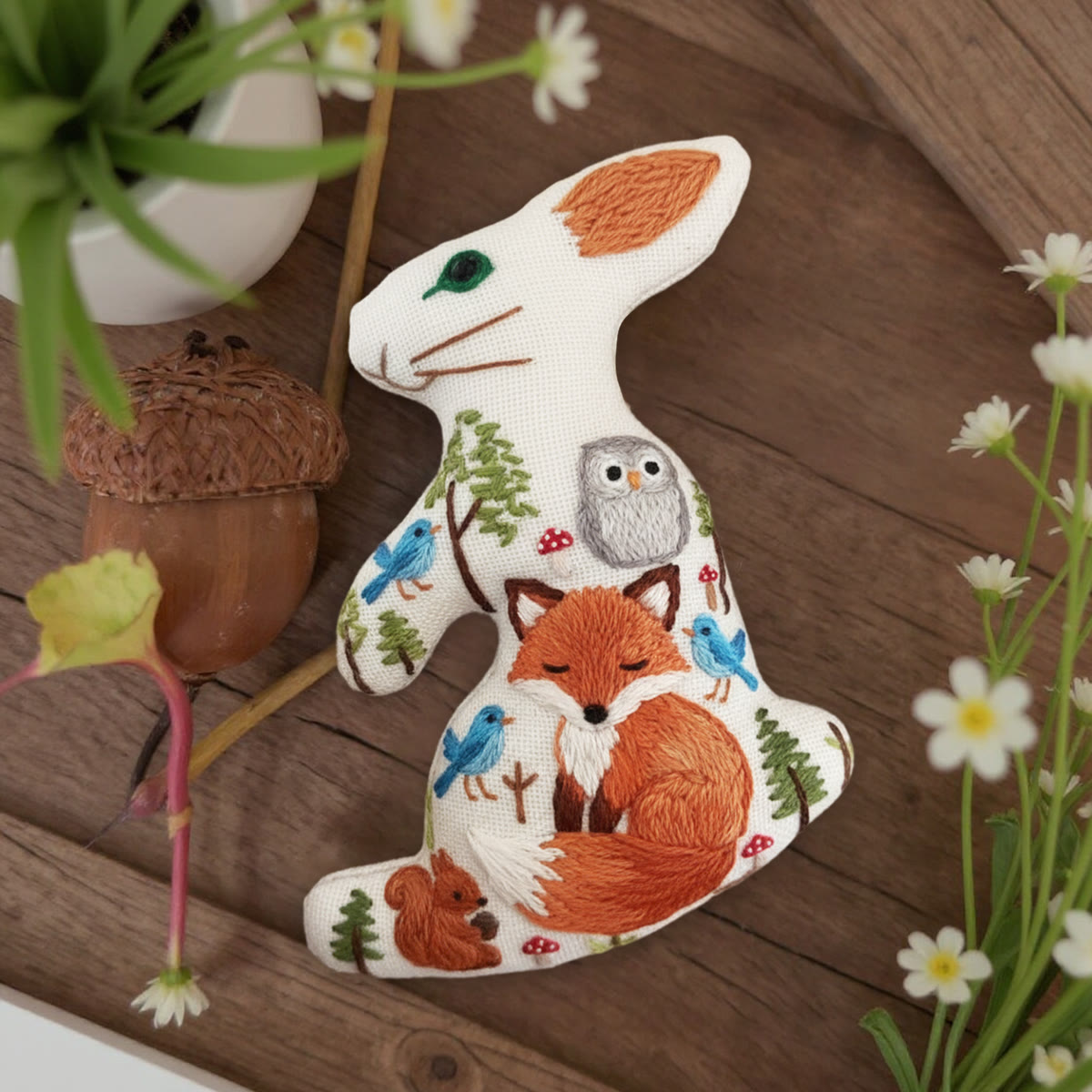 Rubbyoo Rabbit Embroidery Kit - Fox And Owl | Adorable Animal Art | Diy Bag Accessories - image 5