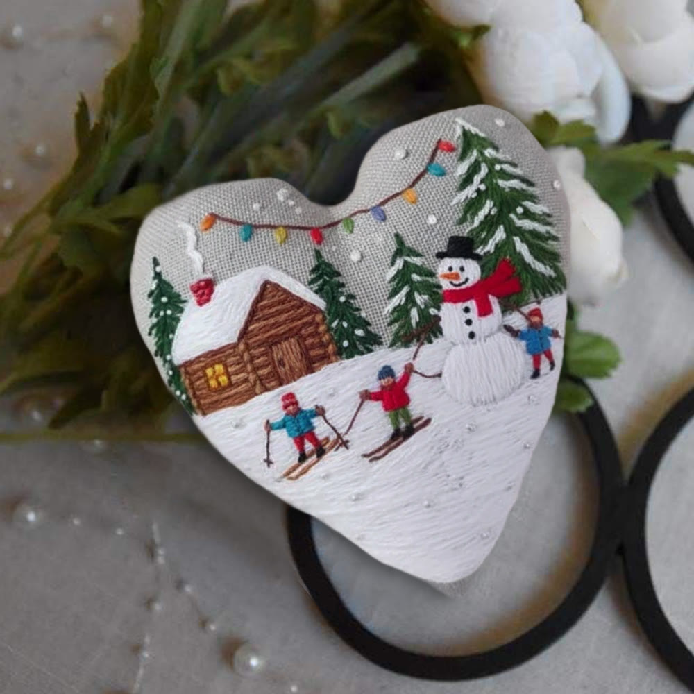 Rubbyoo Heart Embroidery Kit - Winter Snowman | Christmas Handmade Decor | Diy Holiday Gift - image 4