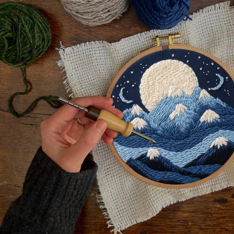 Moonlit Mountain Range Punch Needle Kit – Novice-friendly Diy | Elegant Wall Decor - image 3