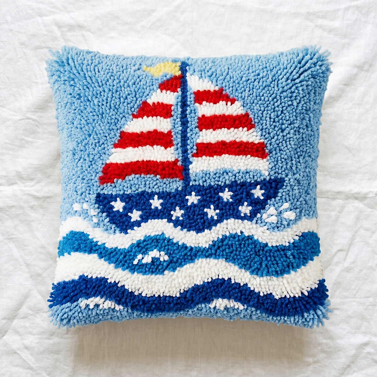 Rubbyoo Latch Hook Pillow Kit - Sail Boat | Handmade Housewarming Gift | Patriotic Pillow Case - image 5