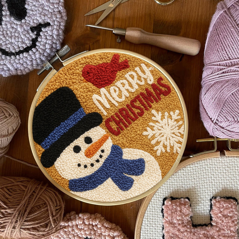 Merry Christmas Punch Needle Kit - Creative Yarn Craft | Handmade Holiday Ornament - image 6