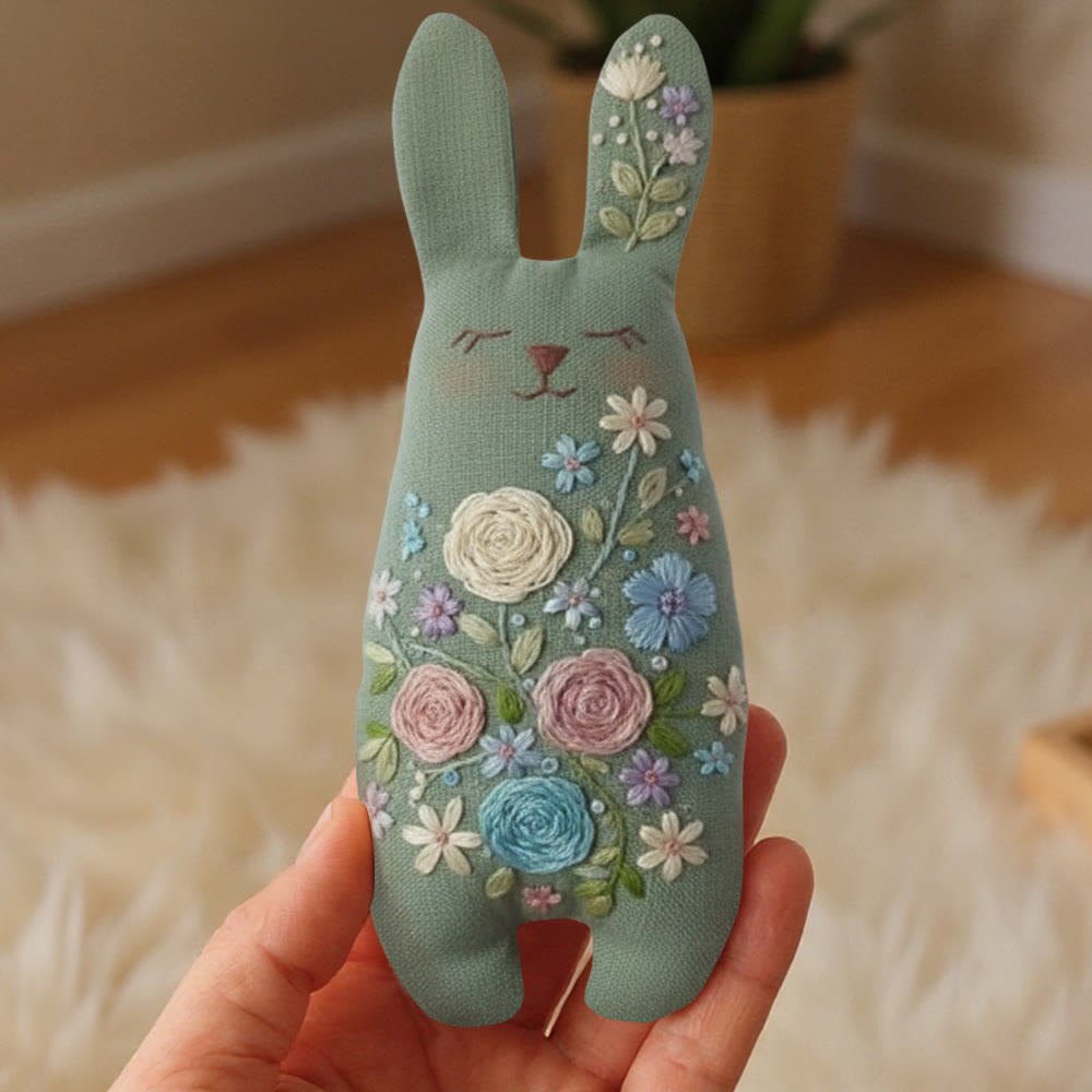 Rubbyoo Bunny Toy Embroidery Kit - Colorful Flower | Handmade Stuffed Bunny Toy | Sewing Bunny Kit - image 2