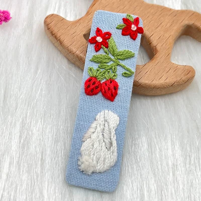 Embroidered hair clip DIY handmade material bag hair accessory headpiece - image 14