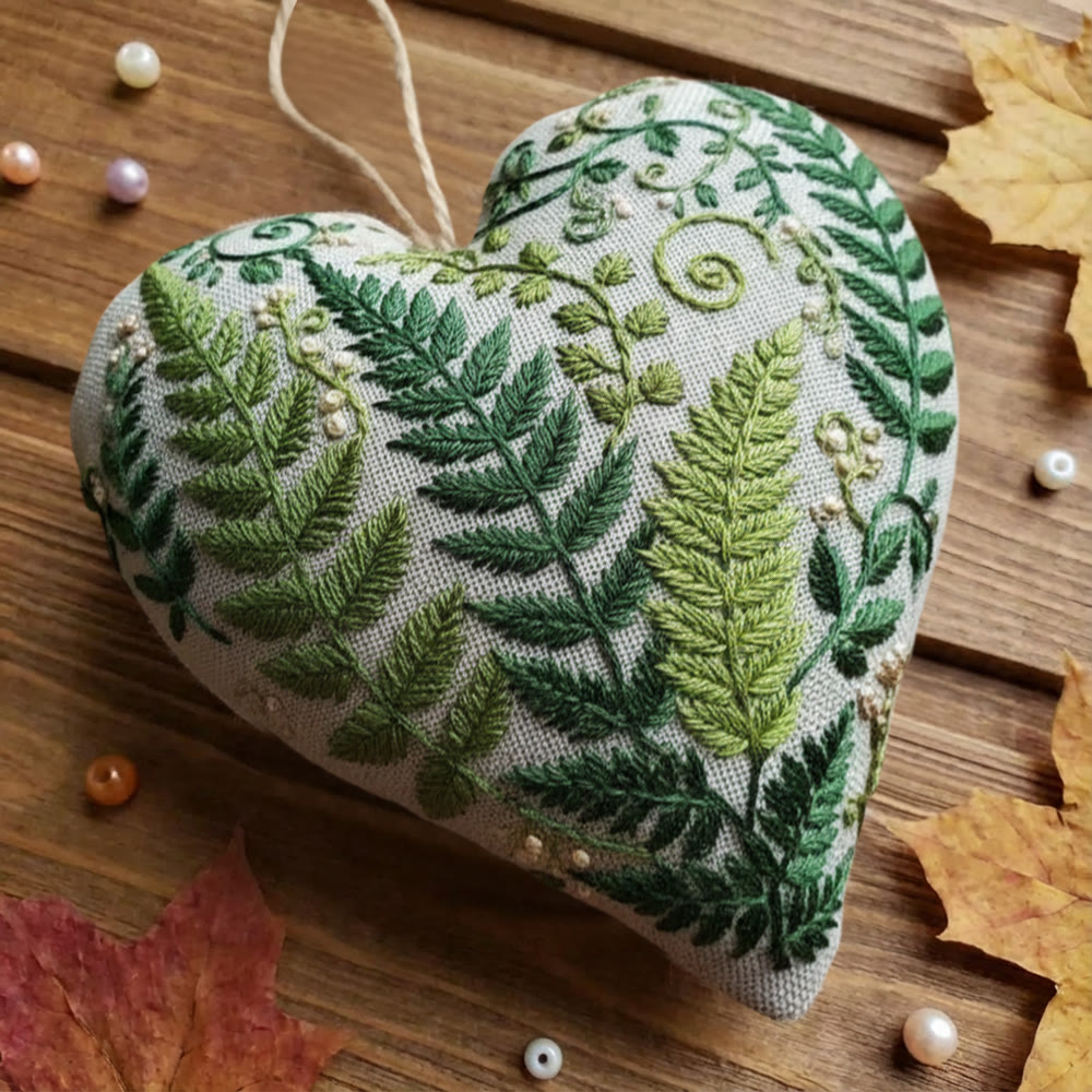 Rubbyoo Heart Embroidery Kit - Fern Leaf Greenery | Minimalist Diy | Natural Style Home Accent - image 9
