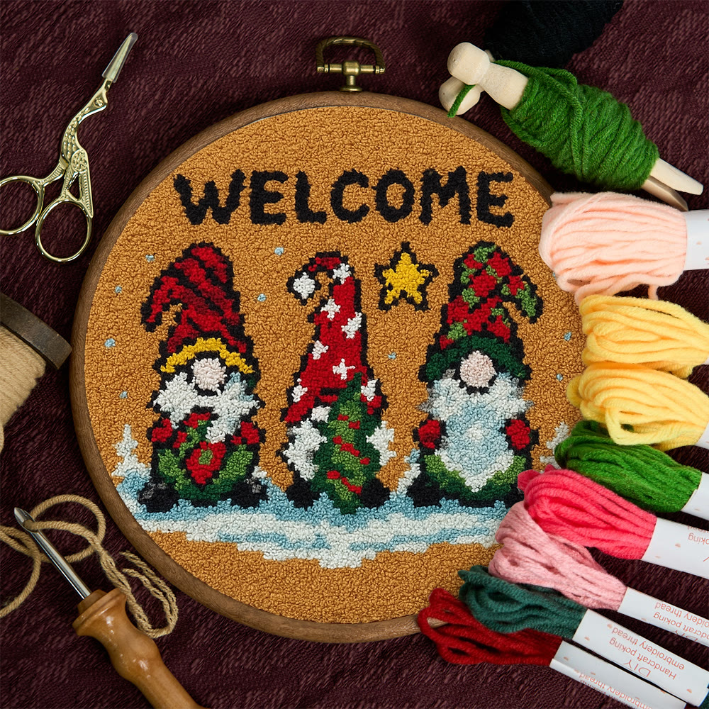 Christmas Gnome Welcome Punch Needle Kit - Holiday Craft | Festive Handmade Wall Decor - image 8