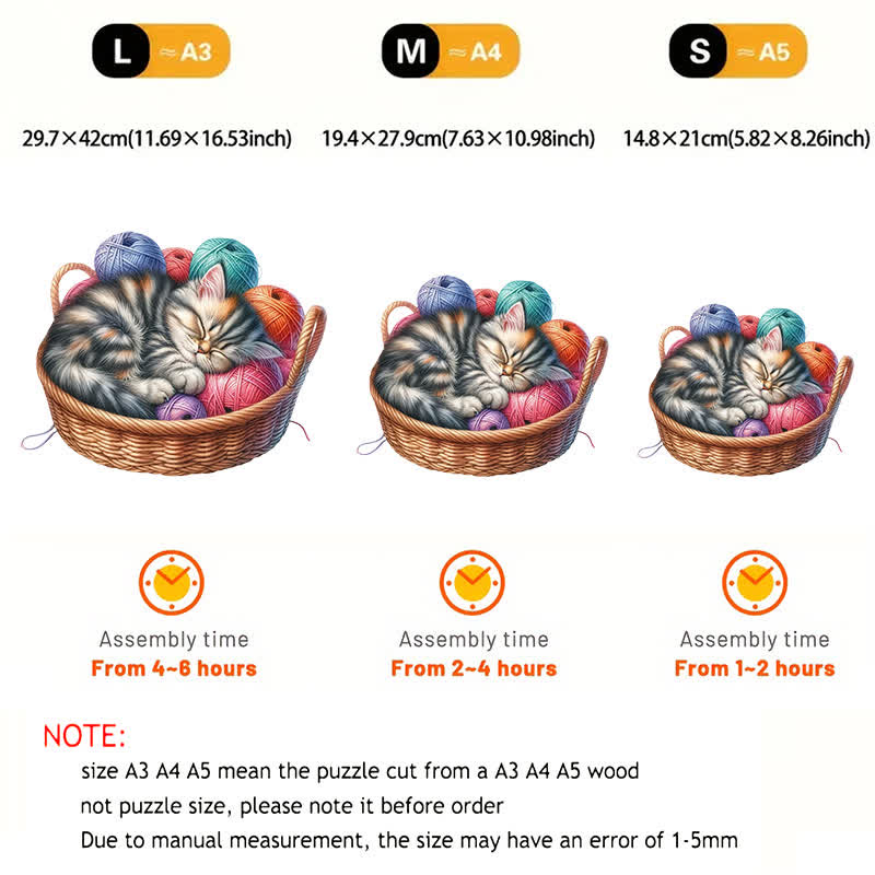 Kittens in Basket 1 - Wooden Jigsaw Puzzle