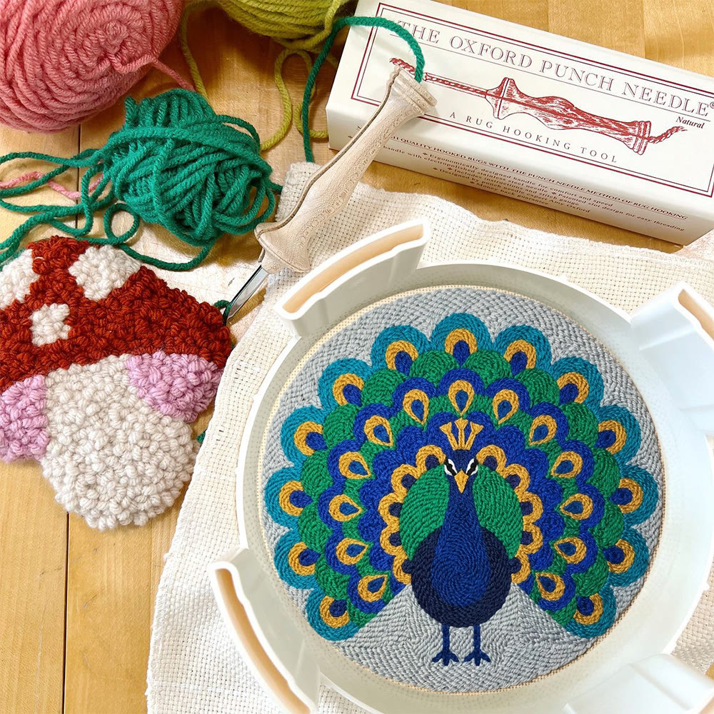 Peacock King Punch Needle Kit - Starter DIY Needlework Option | Delicate Animal Wall Art - image 11