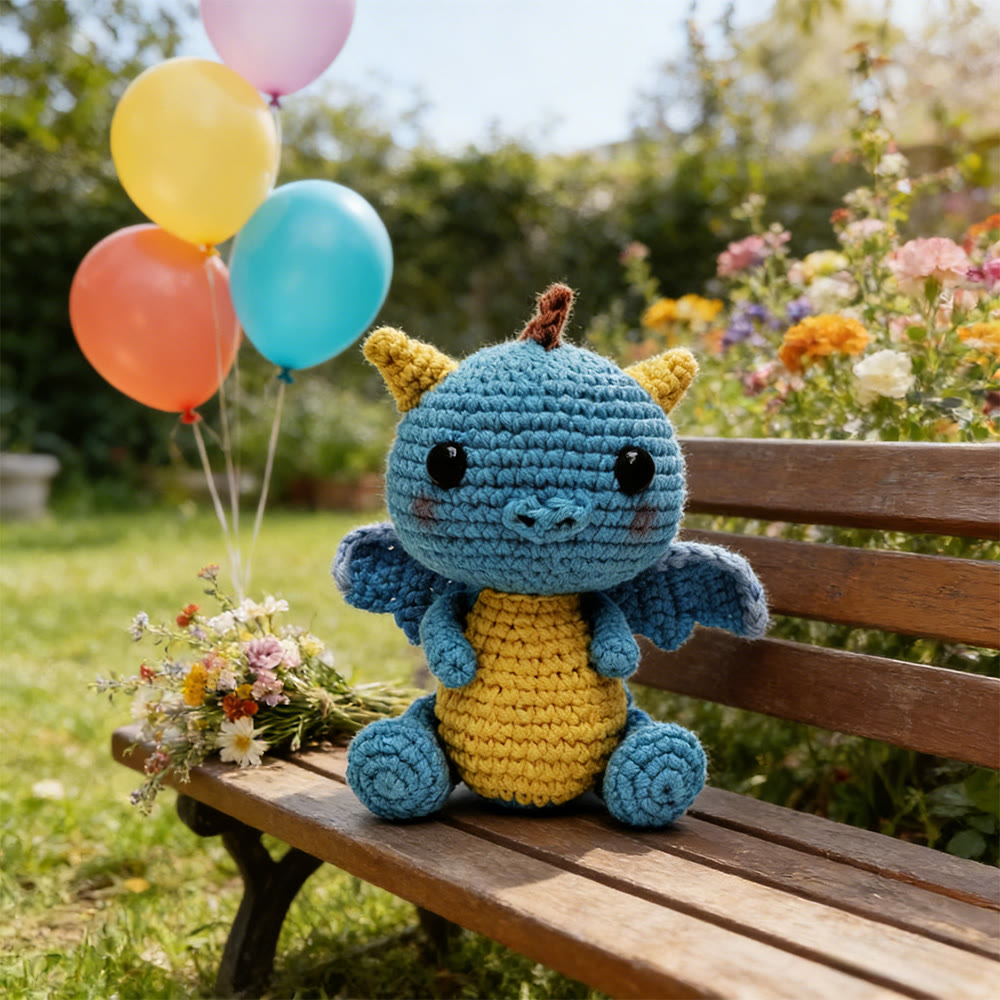 Diy Handmade Blue Dragon Crochet Kit - Mini Fantasy Toy | Unique Handmade Gifts For Kid  - image 2