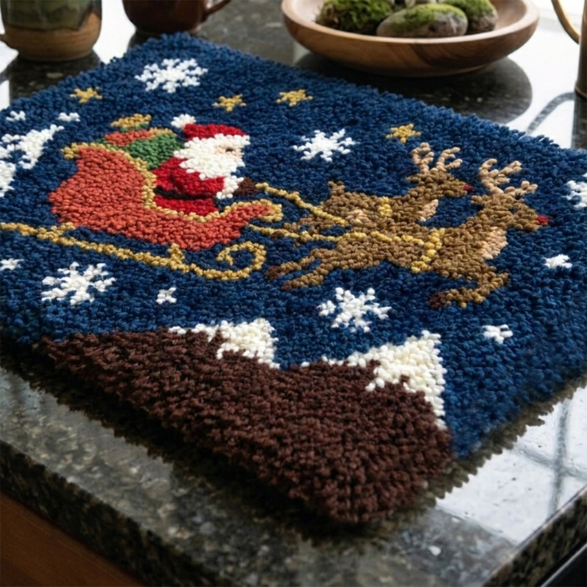 Rubbyoo Latch Hook Rug Kit - Santa Claus And Flying Reindeer | Creative Christmas Home Decor | Charming Handmade Holiday Art - image 7