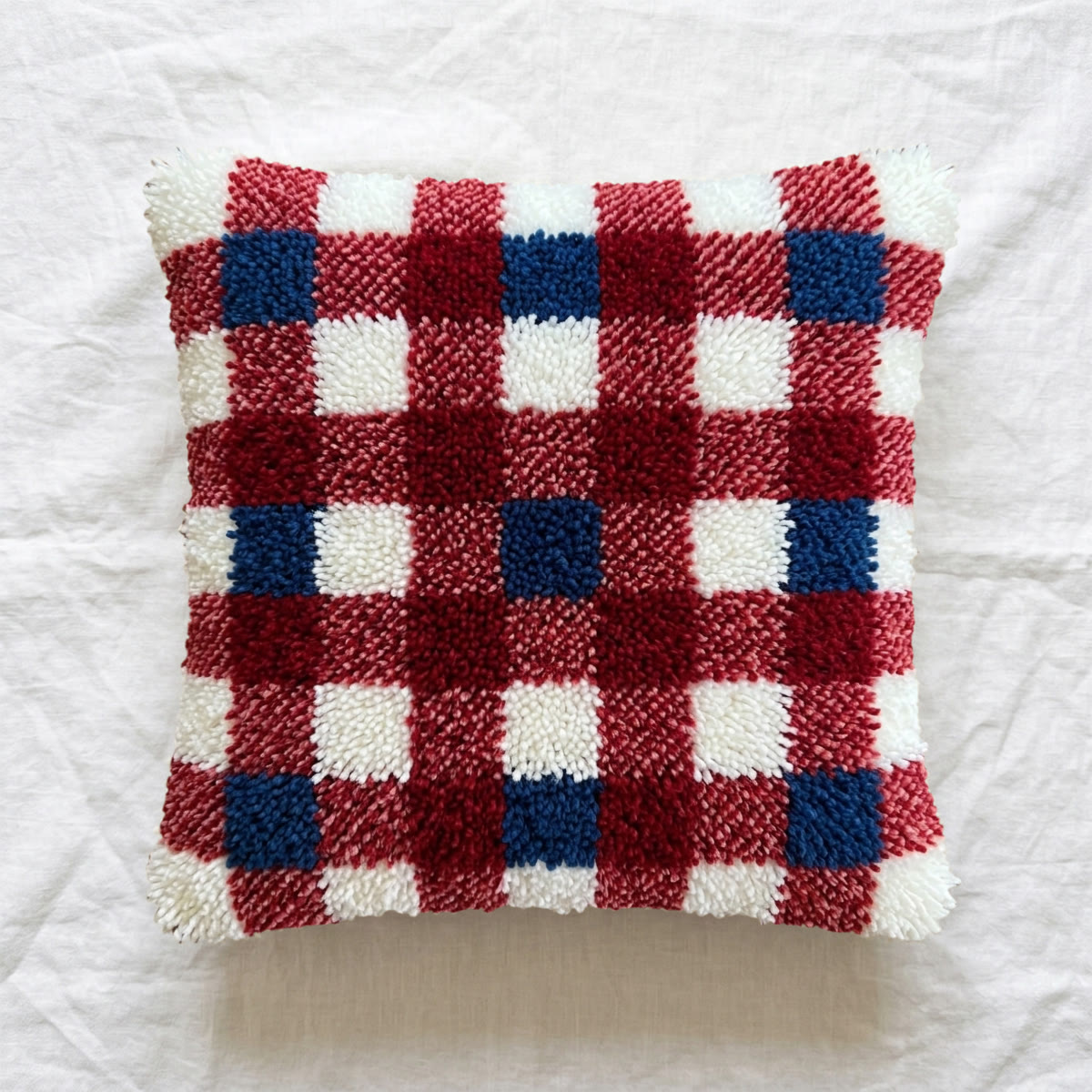 Rubbyoo Latch Hook Pillow Kit - Classic Plaid Design | Americana-inspired Handicraft | Unique Pillow Cover  - image 6