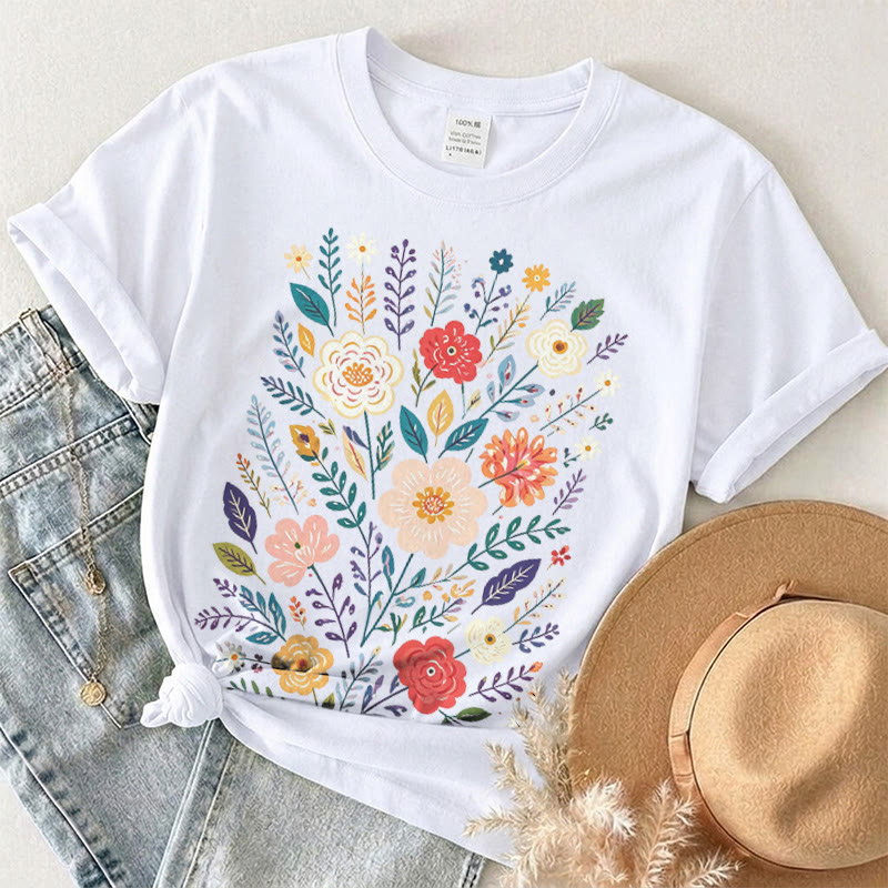 Rubbyoo Beautiful Flowers  Graphic Tee  - Elegant Floral Gift For Her  | Comfortable Daily T-shirt - image 16