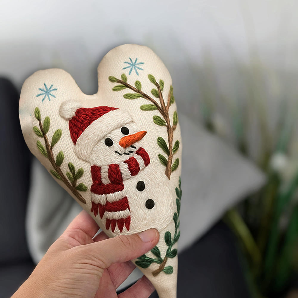 Rubbyoo Heart Embroidery Kit - Red-scarfed Snowman | Winter Decoration | Home Hanging Craft - image 9