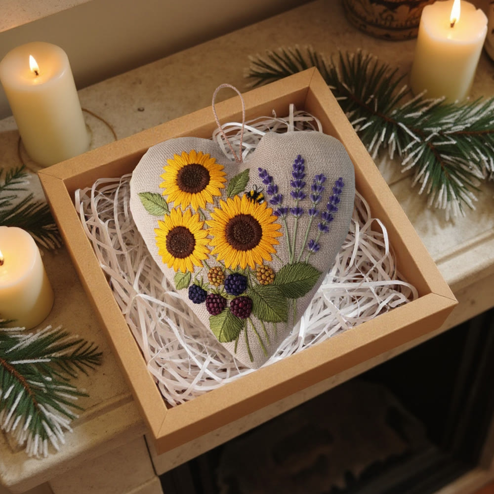 Rubbyoo Heart Embroidery Kit - Sunflower Lavender | Vibrant Handstitched Craft | Bright Home Decor Adornment - image 7