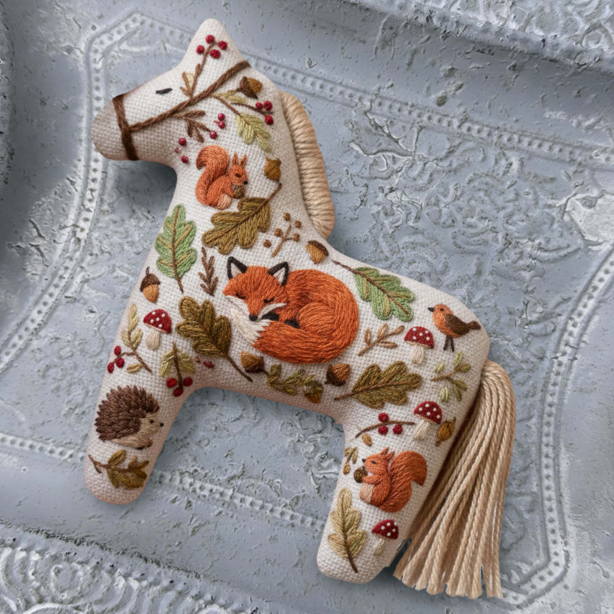 Rubbyoo Dala Horse Embroidery Kit - Cute Fox | Sewing Handmade Gift | Animals In Autumn Pendant - image 8
