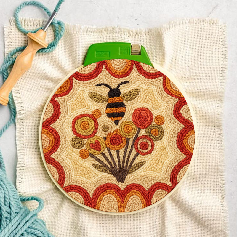  Little Bee Punch Needle Kit - Diy Needlework For Beginner | Unique Wall Hanging  - image 8