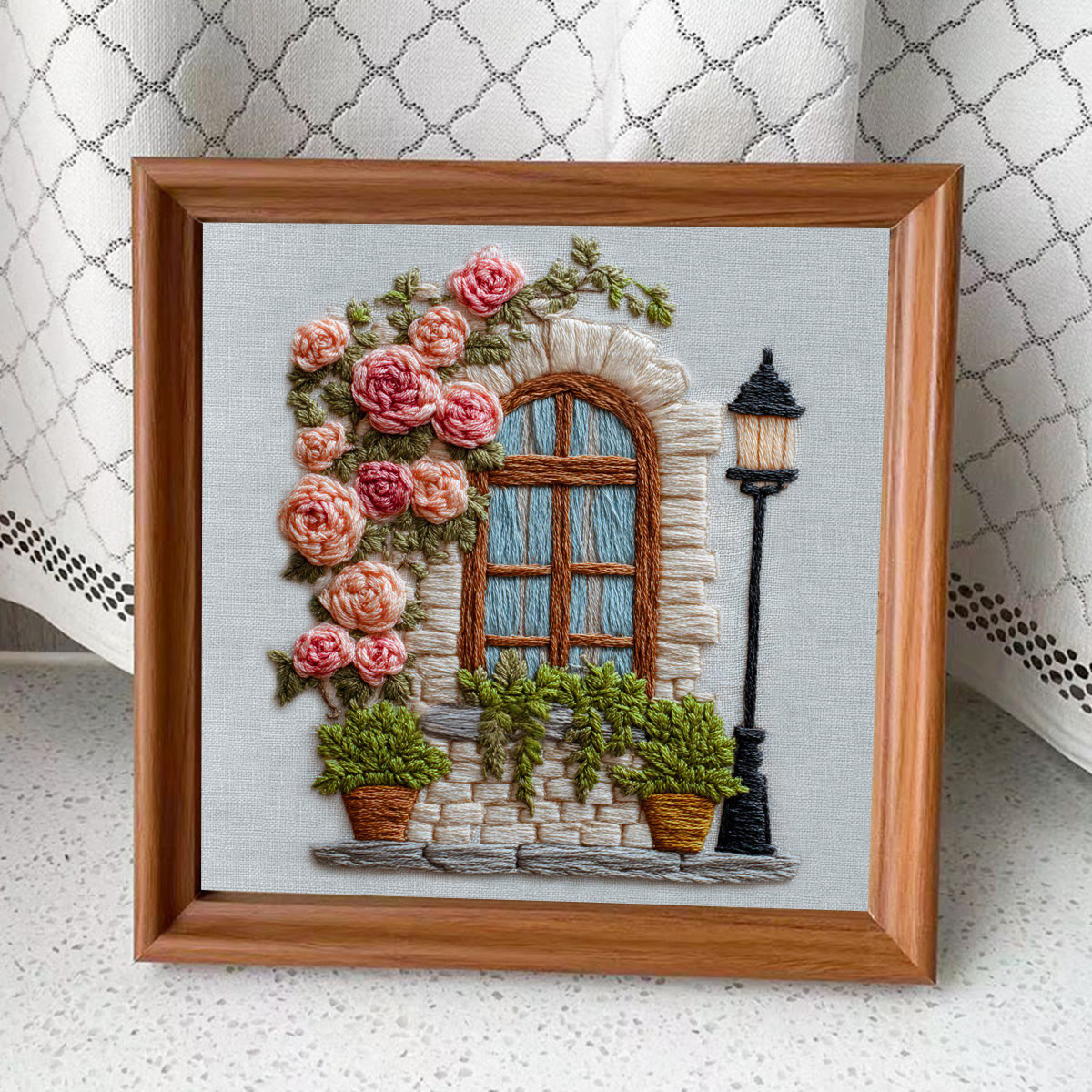 Rubbyoo Embroidery Kit - Floral Window | Nice Home Decoration | Diy Handmade Gift  - Embroidery Kit Plus An Extra Frame - image 8
