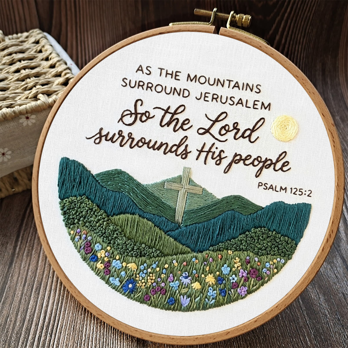 Rubbyoo Embroidery Kit - The Lord Surrounds His People | Psalm 125:2 | Christian Home Ornament - image 7