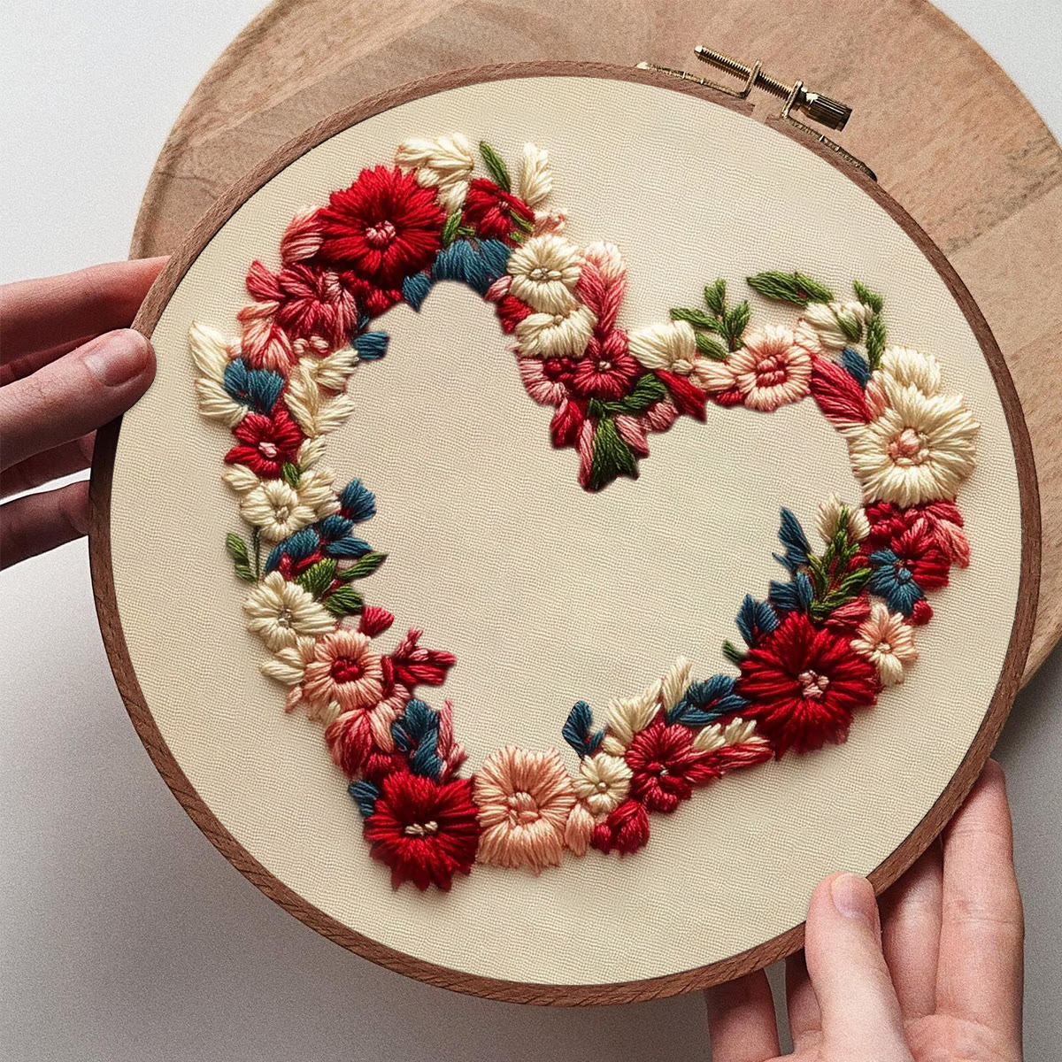 Rubbyoo Embroidery Kit - Red Floral-wreathed Heart | Valentine's Gifting Choice | Heartfelt Handcrafted Creation - image 7