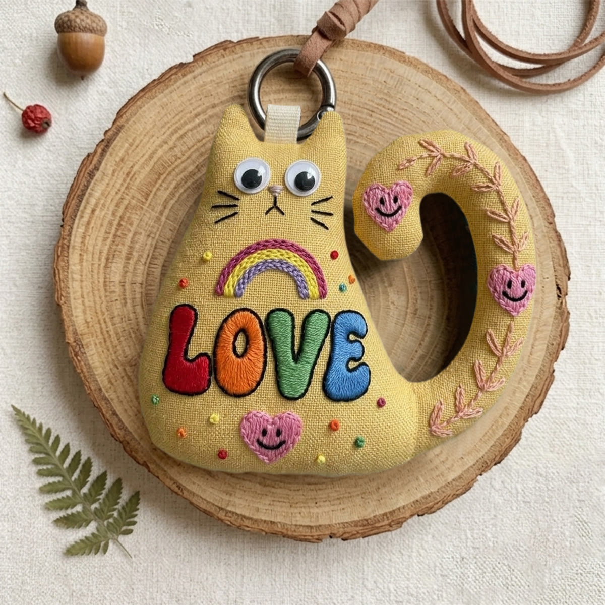 Rubbyoo Cat Embroidery Kit - Love Letters | Whimsical Lover Gift For Her | Colorful Quirky Plush Keyring - image 5