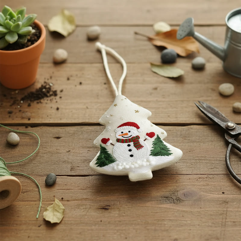 Rubbyoo Tree-shaped Embroidery Kit - Snowman Tree Charm | Festive Handmade | Charming Holiday Gift - image 8