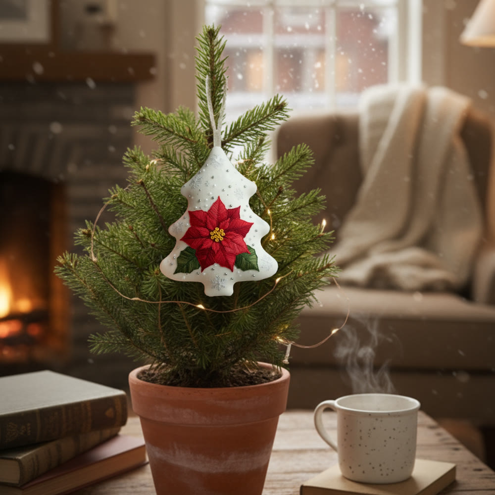 Rubbyoo Tree-shaped Embroidery Kit - Poinsettia | Beginner Friendly Handicraft | Diy Holiday Collection - image 8