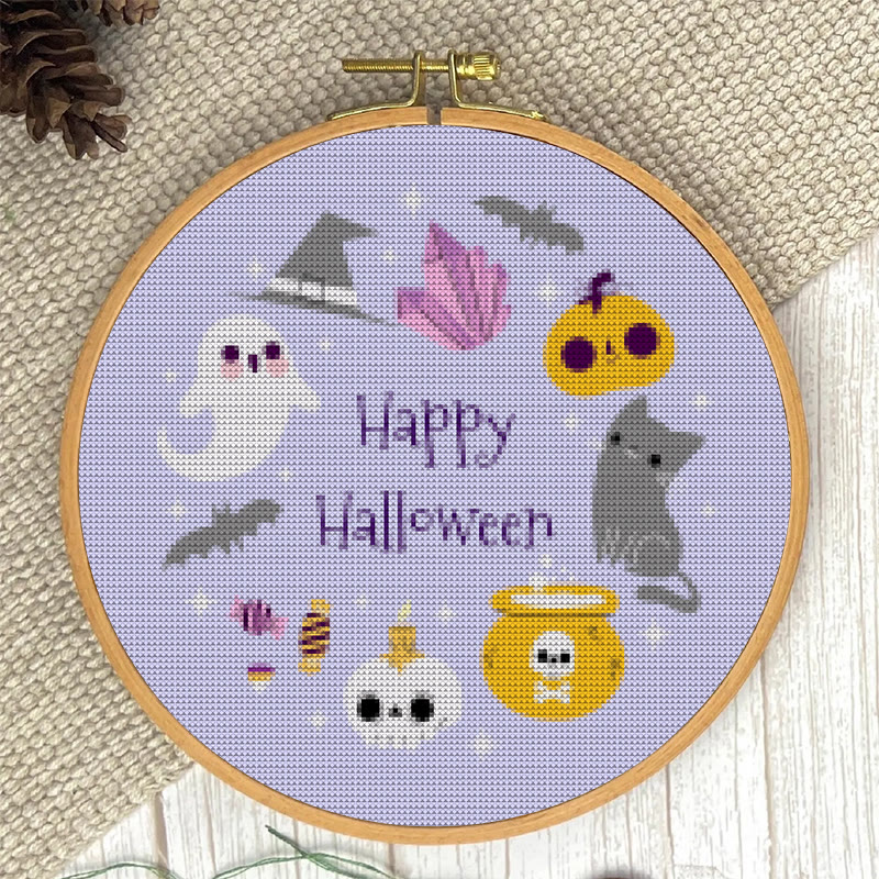  Cross Stitch Kit - Happy Halloween | Halloween Stitch Artwork | Diy Holiday Craft For Decoration - image 7