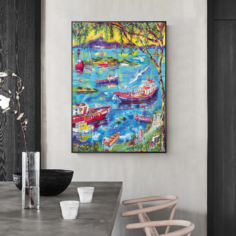 Rubbyoo Boats at Sunset Bay - Wooden Jigsaw Puzzle