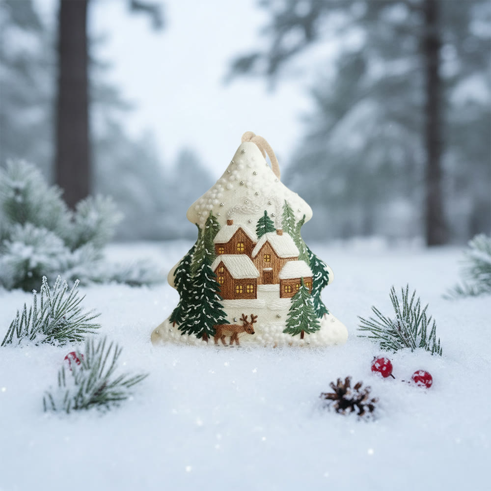 Rubbyoo Tree-shaped Embroidery Kit - Happy Town | Holiday Stitch Art |  Diy Christmas Gift - image 10