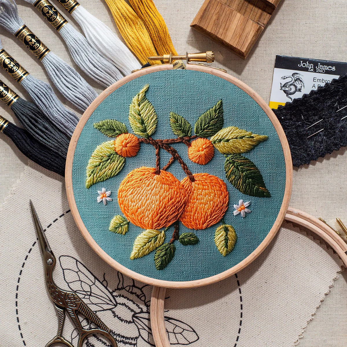 Rubbyoo Embroidery Kit-  Branch Oranges - image 9